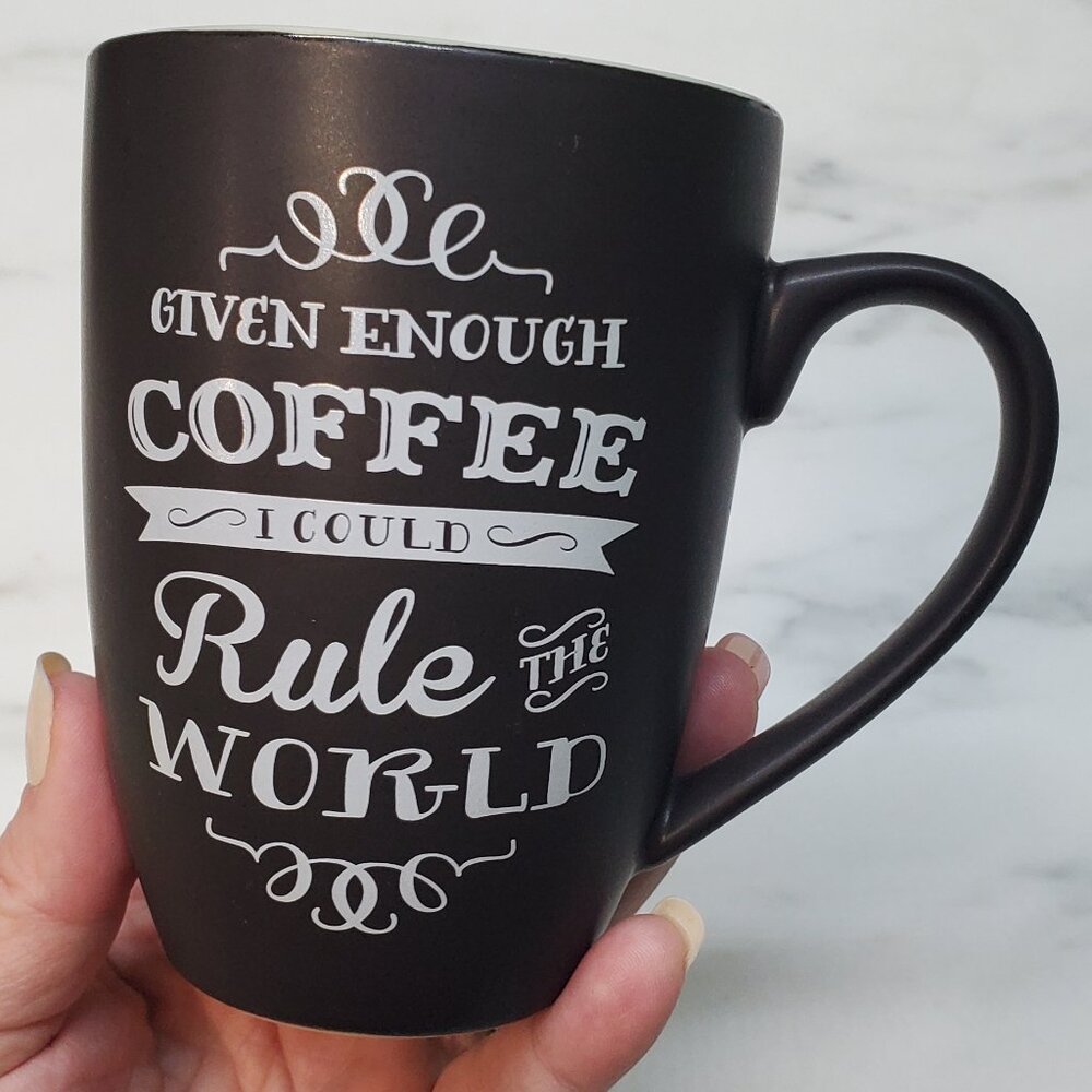 Mug - Urban Barn Black Coffee Mug with Inspirational Quote